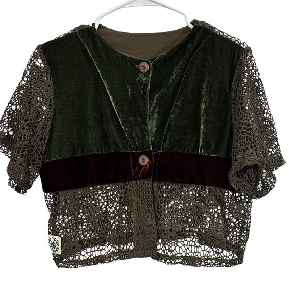 Eat Your Greens Tops - Open Knit Cardigan Womens Sz M Forrest goblin fairycore BoHo Festival velvet‎